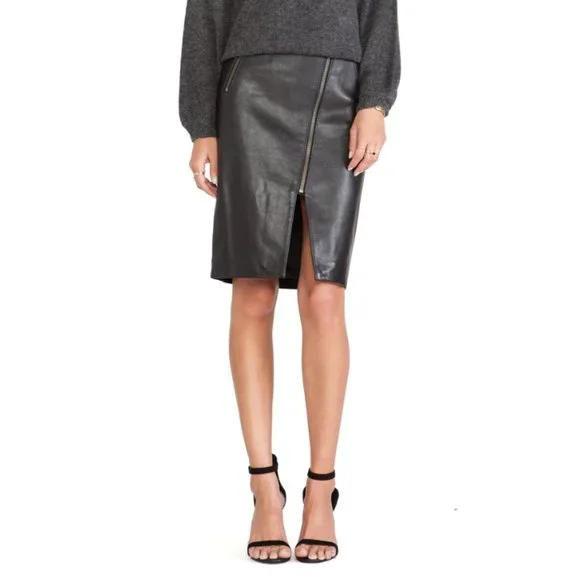 Mason Leather Black Pencil Skirt Zippers size 0 - Picture 4 of 14